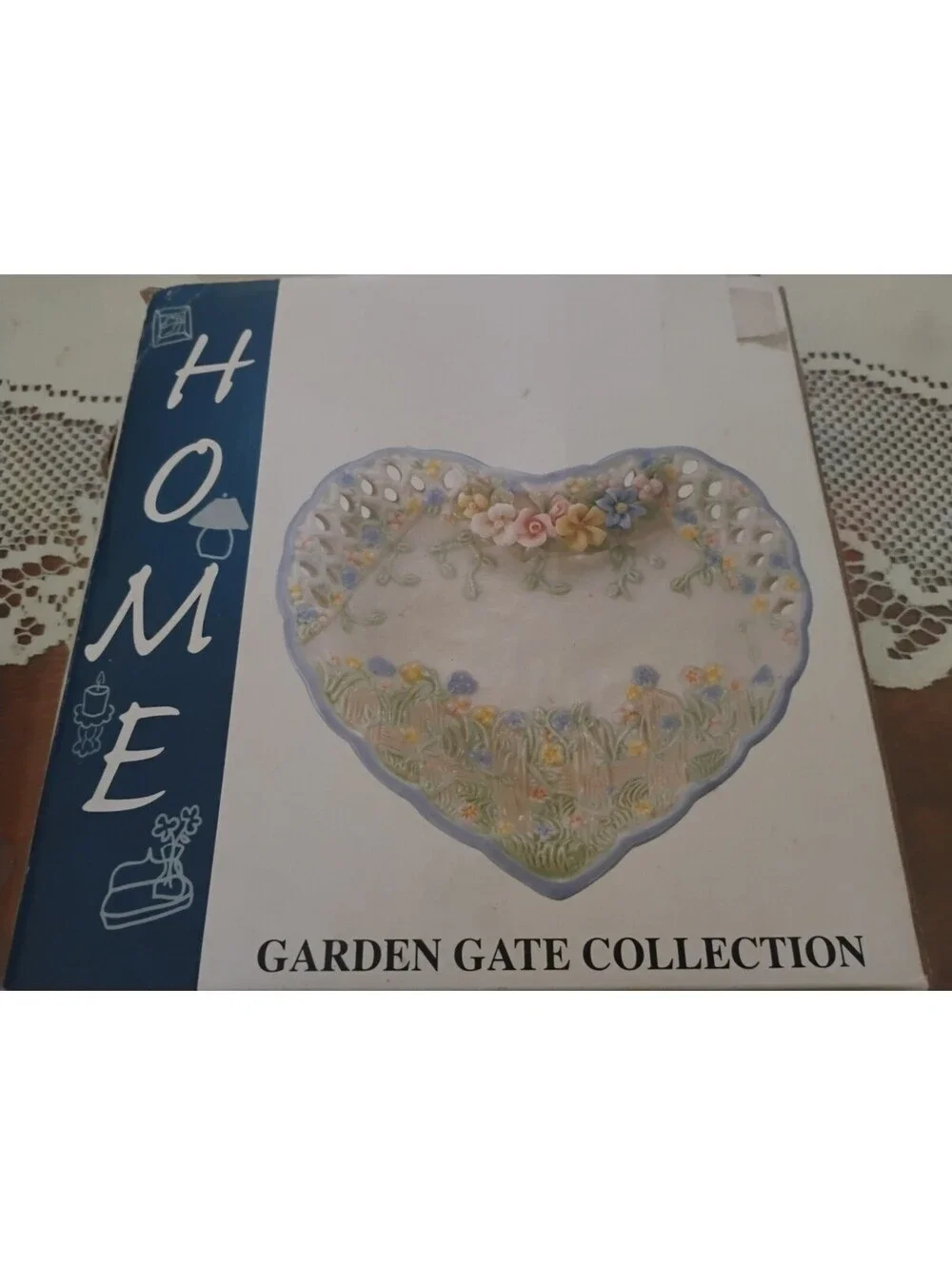 Heart-Shaped Porcelain Decorative Dish with Floral Accents